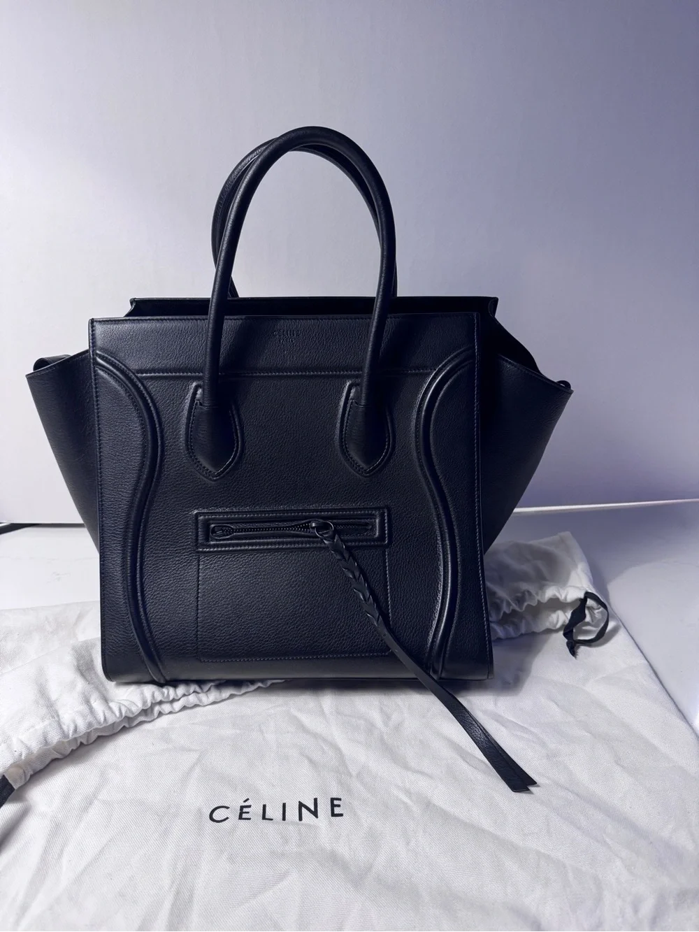CELINE LUGGAGE MEDIUM TOTE BAG BLACK AUTHENTIC 2017